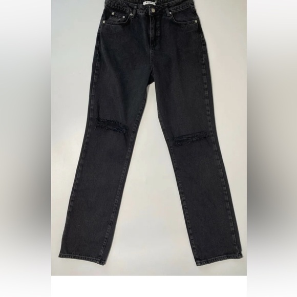 nakd Denim - NA-kd Washed Black Destroyed Straight Denim Jeans Size 10 / 38